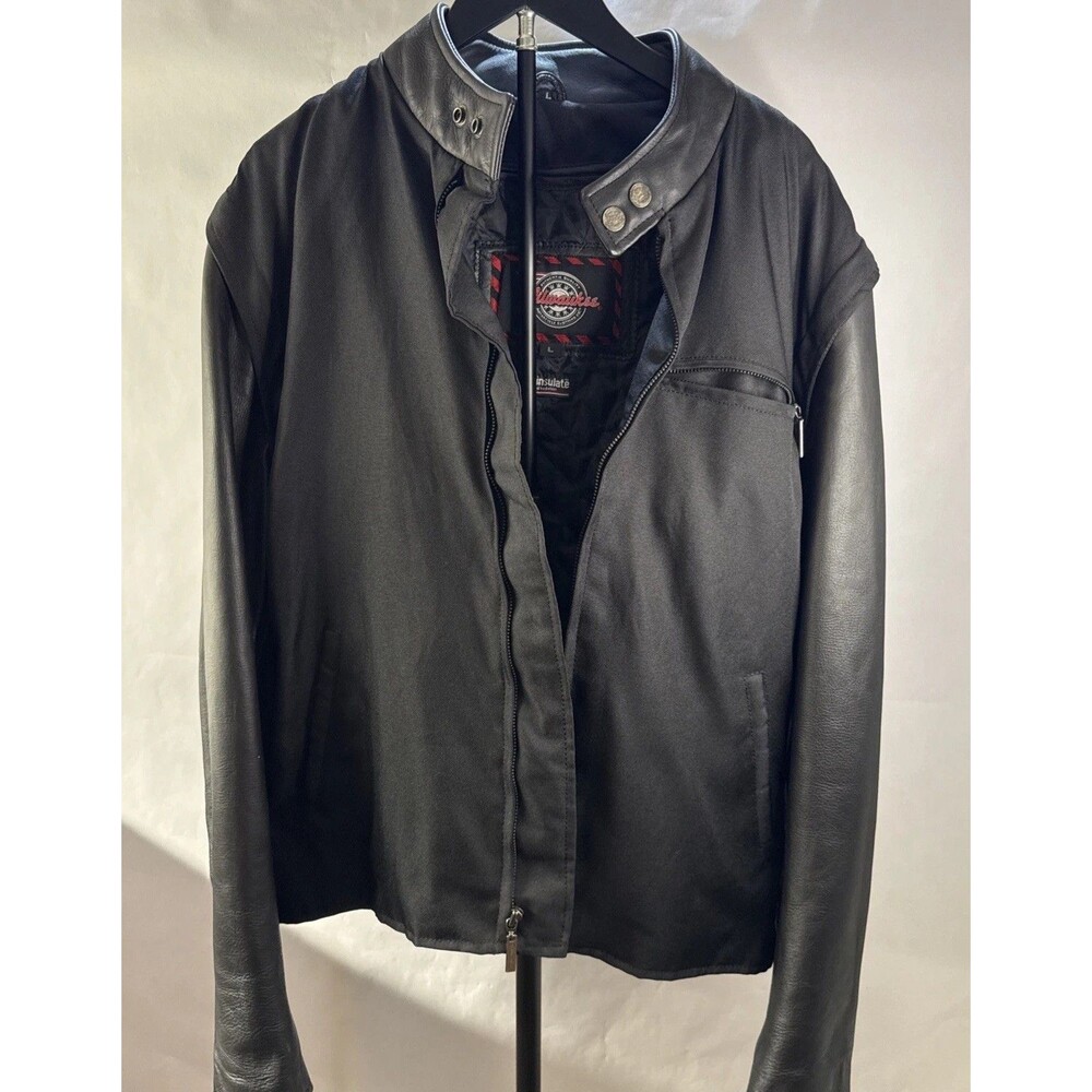 Milwaukee Leather 3-in-1 Motorcycle Jacket Mens L Black Leather Textile Thinsula